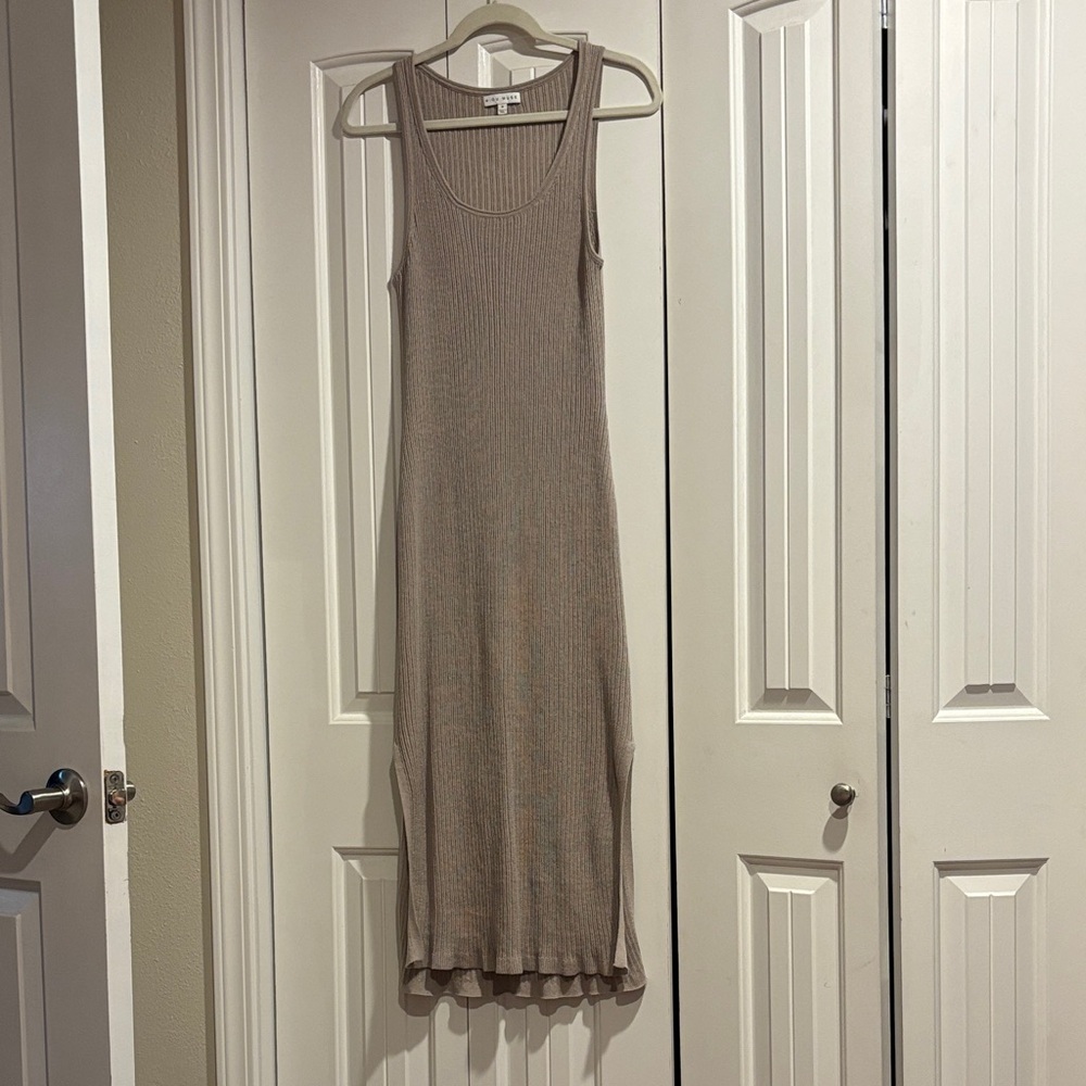 Ribbed Tank Maxi Dress in Taupe